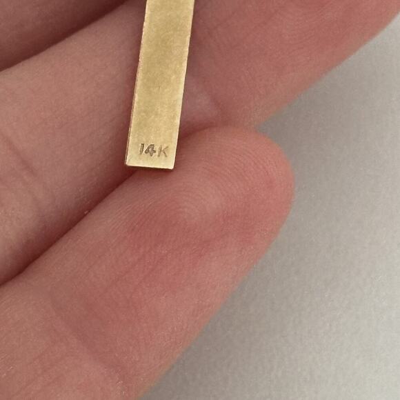 Vintage 14K Yellow Gold Diamond Etched Cross Religious Charm Pendant - Picture 12 of 12